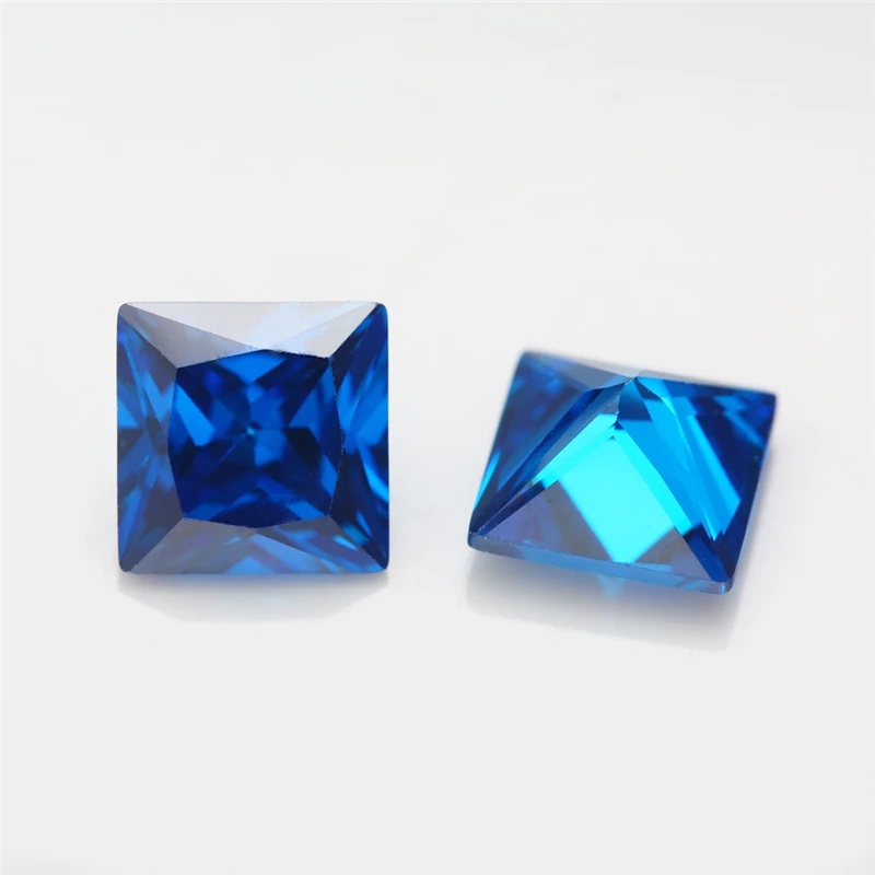 Square Cushion Colored Cubic Zirconia Deep Sea Blue Loose Stone