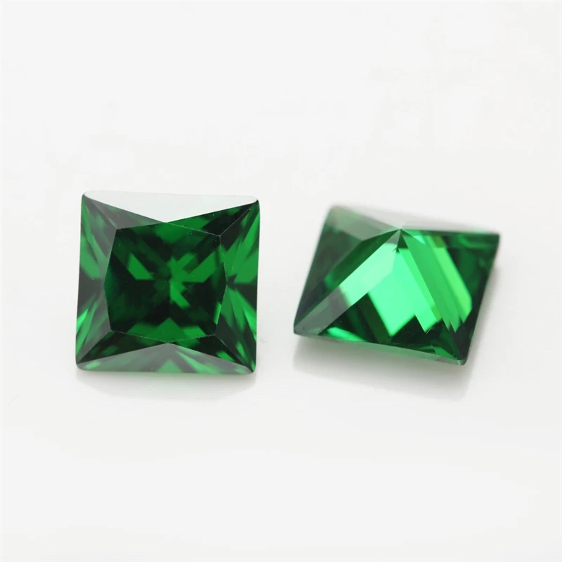 Square Cushion Colored Cubic Zirconia Green Loose Stone