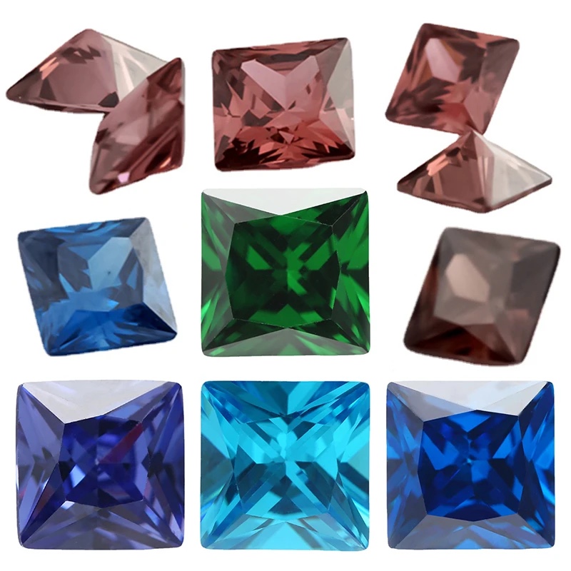 Square Cushion Colored Cubic Zirconia Loose Stone