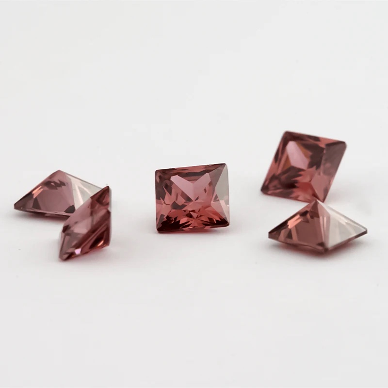 Square Cushion Colored Cubic Zirconia Rhodolite Color Loose Stone