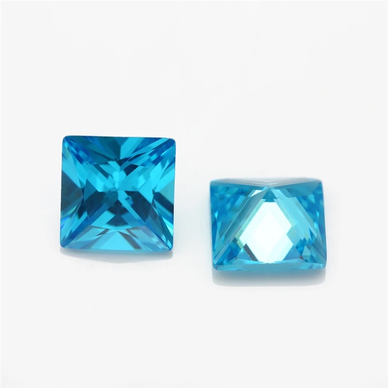 Square Cushion Colored Cubic Zirconia Sea Blue Loose Stone