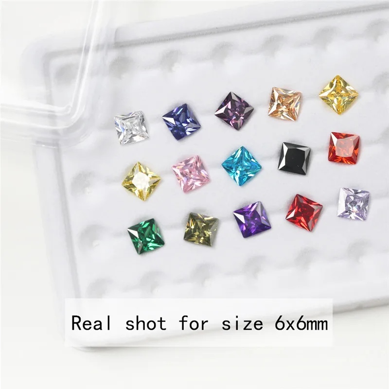 Square Cushion Colored Cubic Zirconia Loose Stone