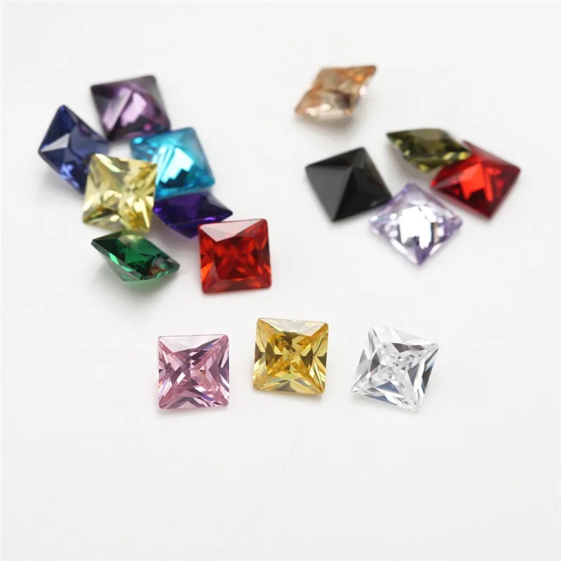 Square Cushion Colored Cubic Zirconia Loose Stone