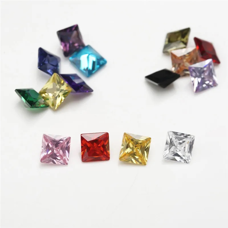 Square Cushion Colored Cubic Zirconia Loose Stone