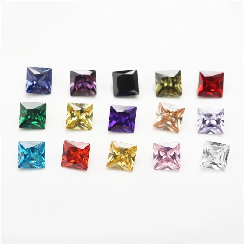 Square Cushion Colored Cubic Zirconia Loose Stone