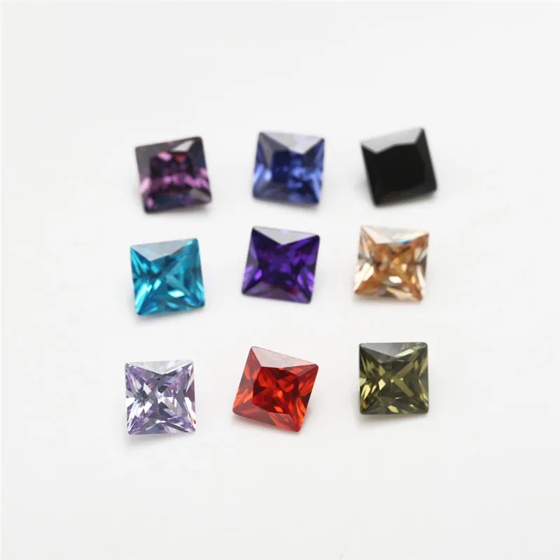 Square Cushion Colored Cubic Zirconia Loose Stone