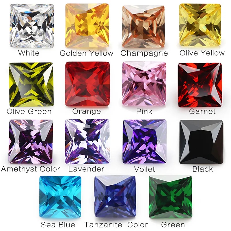 Square Cushion Colored Cubic Zirconia Loose Stone