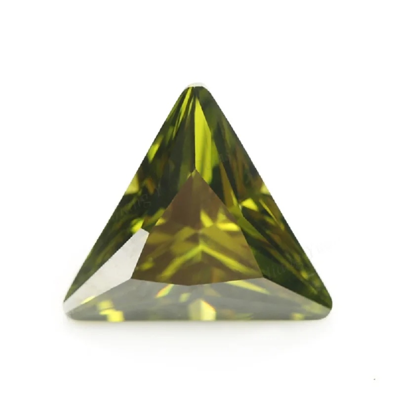 Triangle Trillion Colored Cubic Zirconia Olive Green Loose Stone